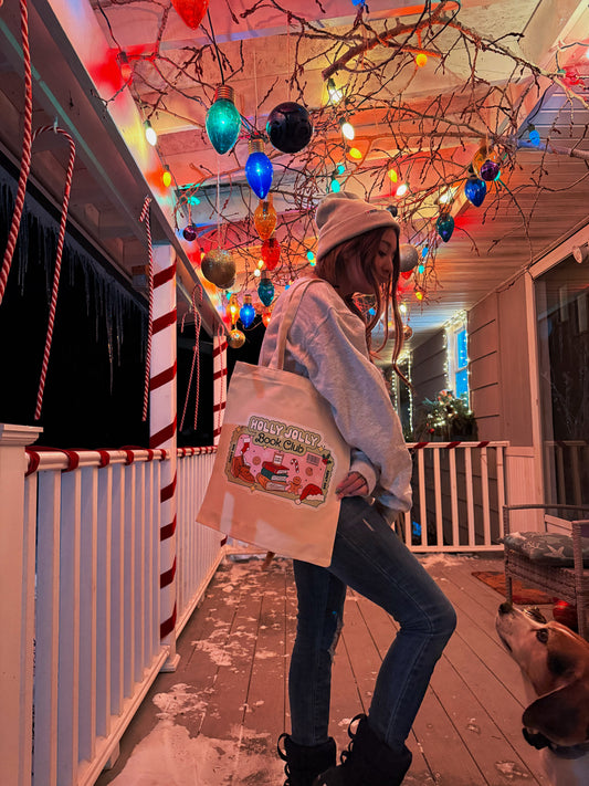 Holly Jolly Book Club Tote Bag